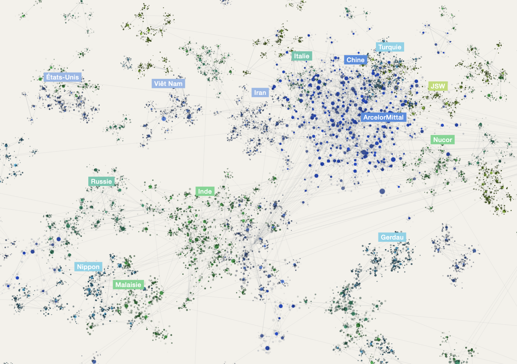 Réseau mondial des sites industriels suivis par Navigable